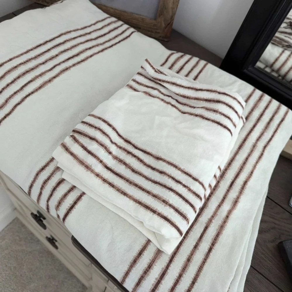 Full/Queen 100% Cotton Duvet And Sham Set Ikea Rust Striped